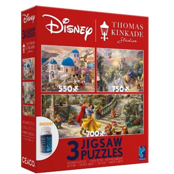 LAST ONE Thomas Kinkade Disney Snow White Beauty Beast Mickey Jigsaw Puzzles set - Picture 2 of 6